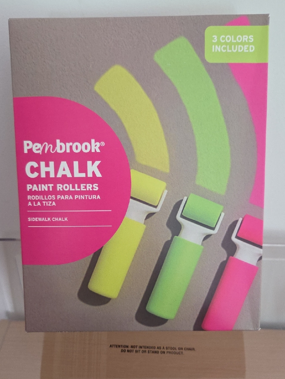 Pembrook Kids Chalk Paint Rollers - Pink, Green, Yellow (3 Colors)